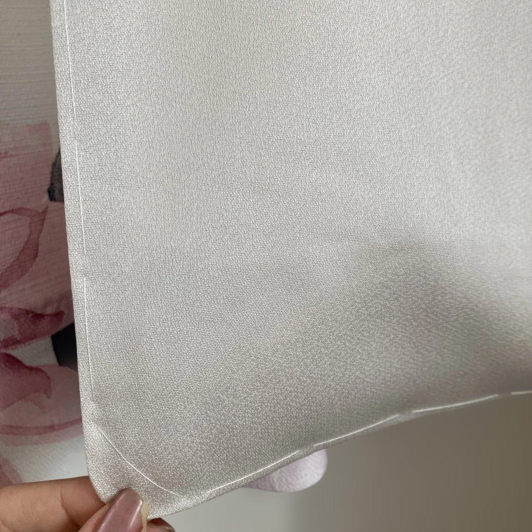 新品　淡いグレー地　訪問着　牡丹　花車文様　桜　縁起柄　小柄な方　s