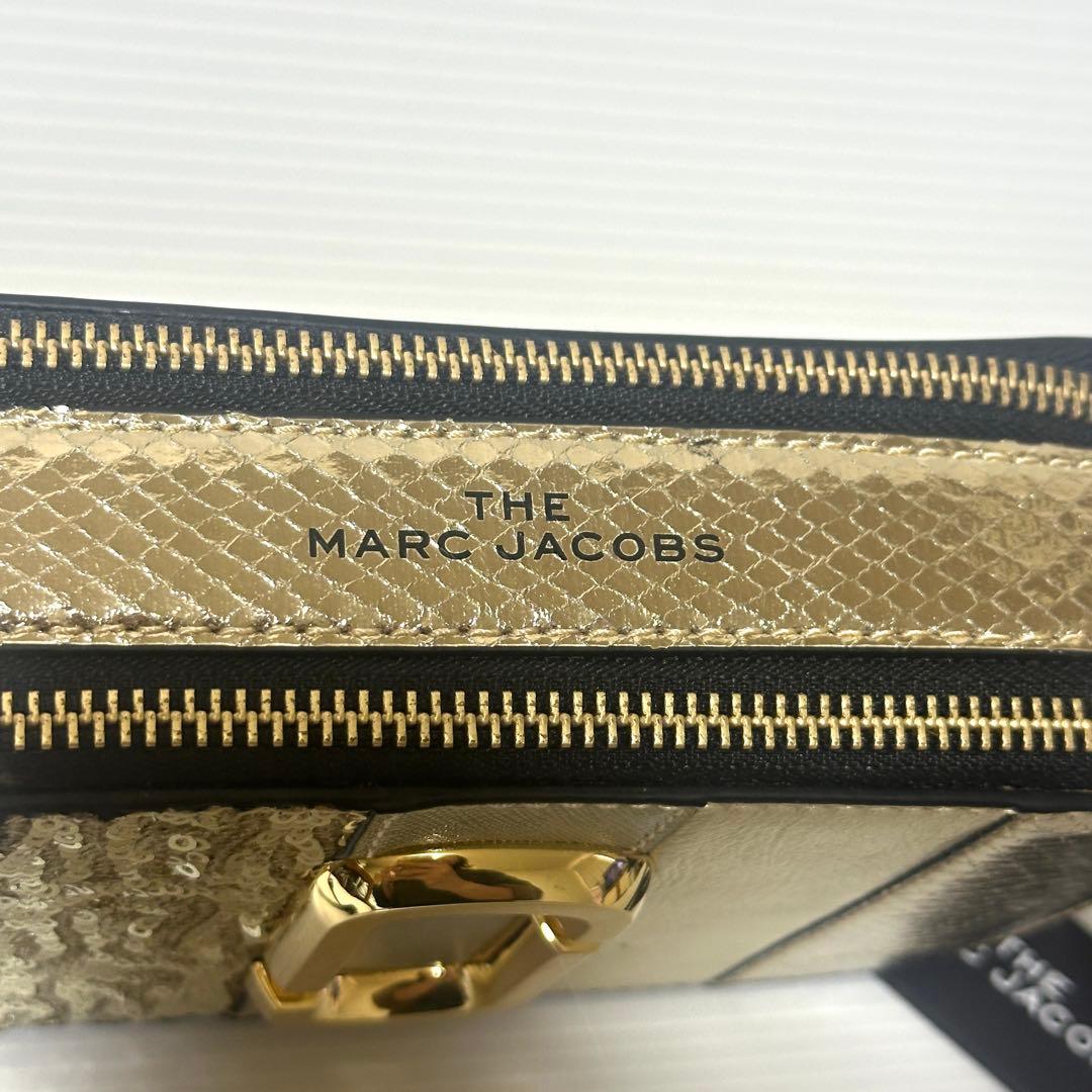 新品◆マークジェイコブス スナップショットショルダーバッグ ストライプゴールド