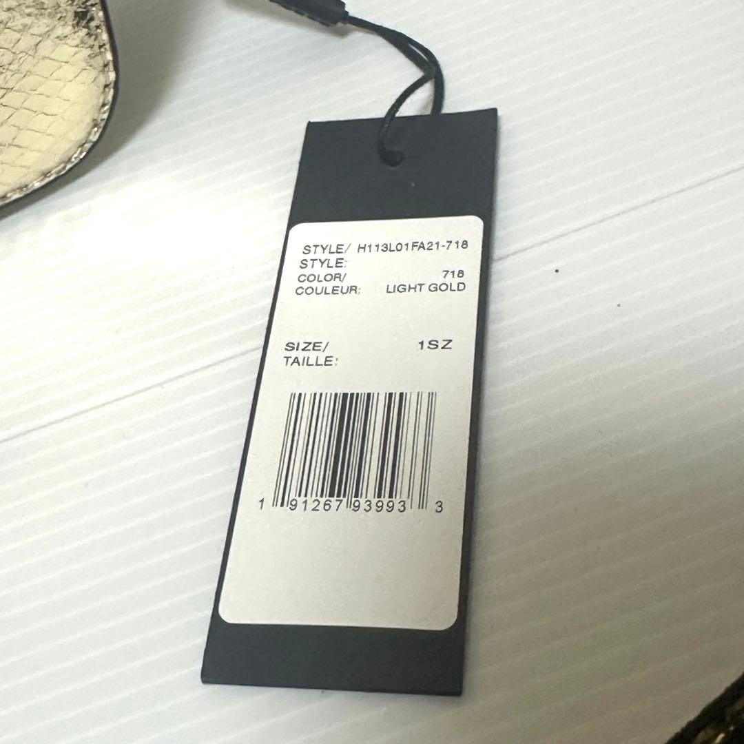 新品◆マークジェイコブス スナップショットショルダーバッグ ストライプゴールド