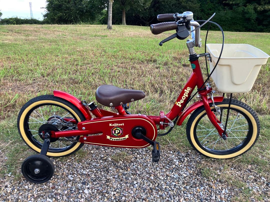 うさぎ︎ ᙏ̤̫͚⭐︎ピープル　いきなり自転車　舵取り幼児用自転車 赤　14インチ