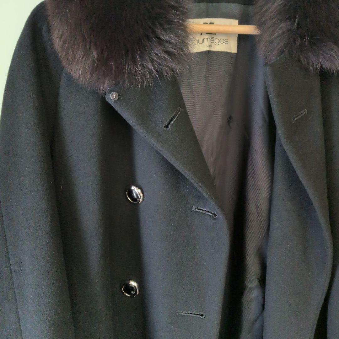 美品　クレージュ　カシミア　コート　ブルーフォックス　サイズ9AR