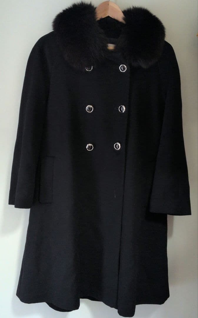 美品　クレージュ　カシミア　コート　ブルーフォックス　サイズ9AR