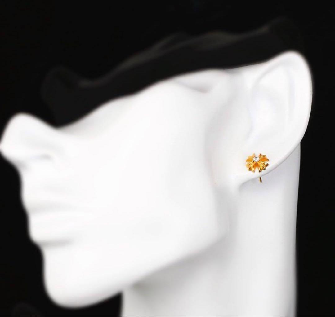 22k スタッドピアス　chプラス　ワンダイヤ　ゴールド メンズ　片耳 クロス