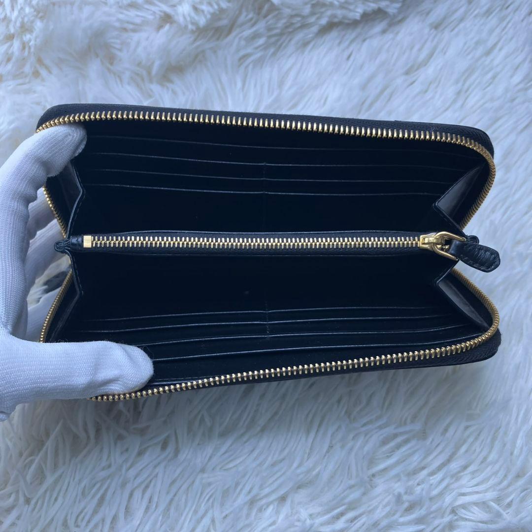 極美品✨　プラダ　長財布　ラウンドファスナー　ヴィッテロムーブ　三角ロゴ　黒