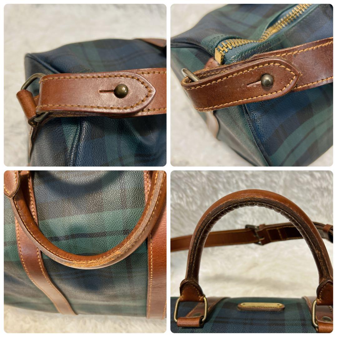 ポロ ラルフローレン ボストンバッグ 2way ブラックウォッチ PVC レザー