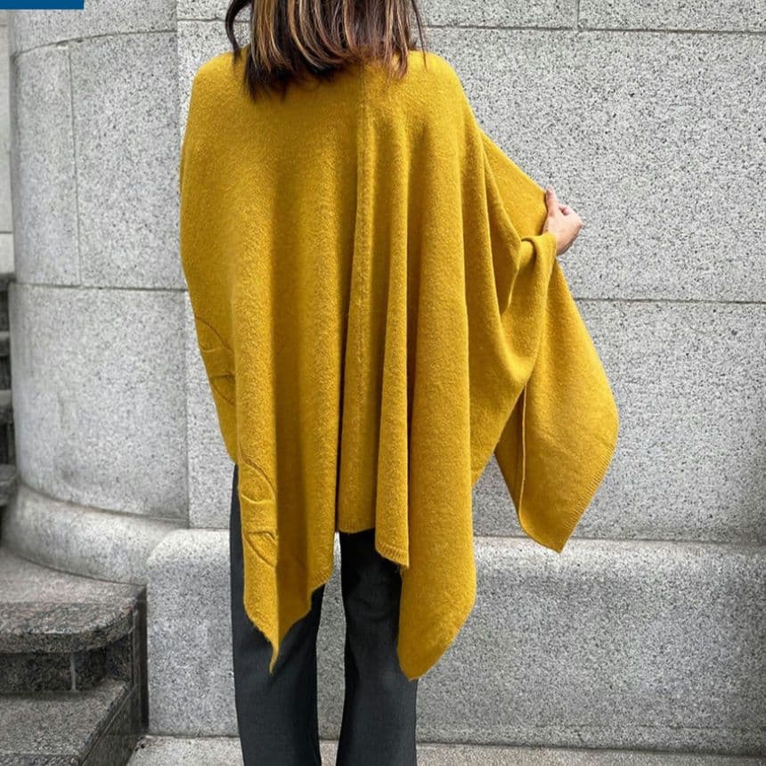 【試着のみ】mino \"五泉ニット tate 羽織るポンチョ なめらかアルパカ