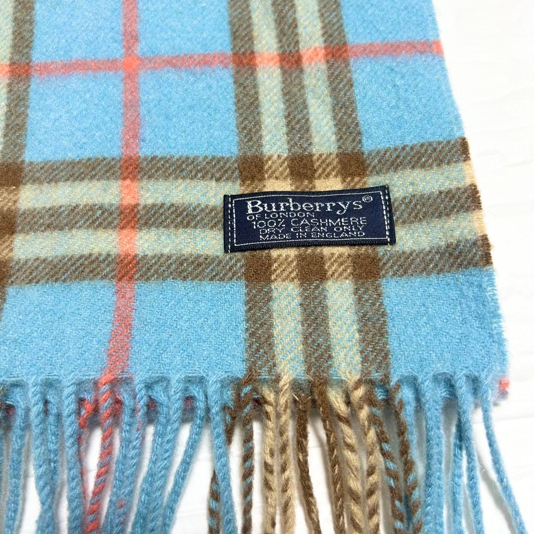 【希少！美品】Burberrys バーバリー マフラー カシミヤイングランド 青
