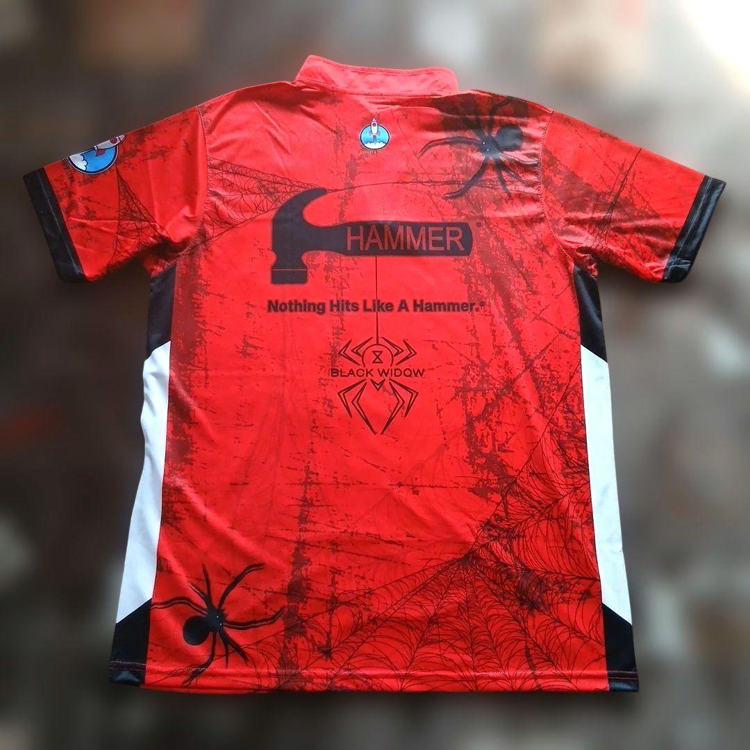 【大人気】ボウリングウェア　【XL】　ブラックウィドー　ハンマー　レッド　大きめ