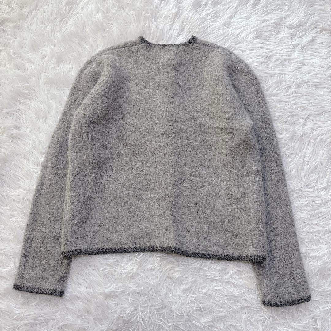 極美品 2024 ミラオーウェン 金釦短丈アルパカニットカーデジャケット グレー