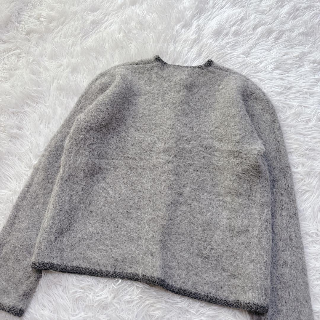 極美品 2024 ミラオーウェン 金釦短丈アルパカニットカーデジャケット グレー