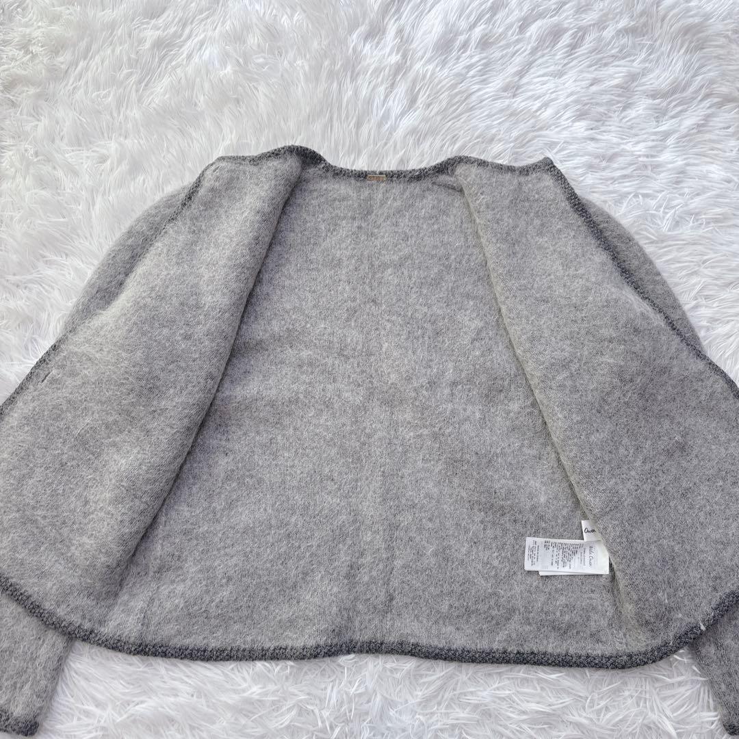 極美品 2024 ミラオーウェン 金釦短丈アルパカニットカーデジャケット グレー