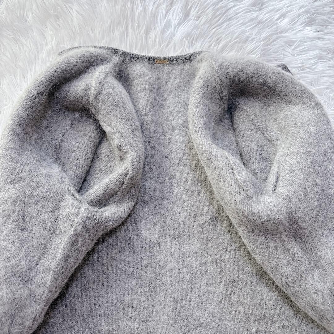 極美品 2024 ミラオーウェン 金釦短丈アルパカニットカーデジャケット グレー