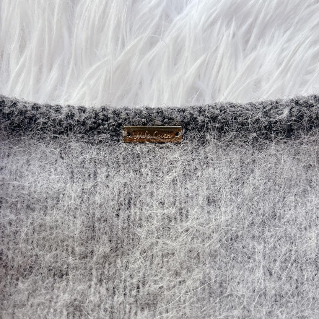 極美品 2024 ミラオーウェン 金釦短丈アルパカニットカーデジャケット グレー