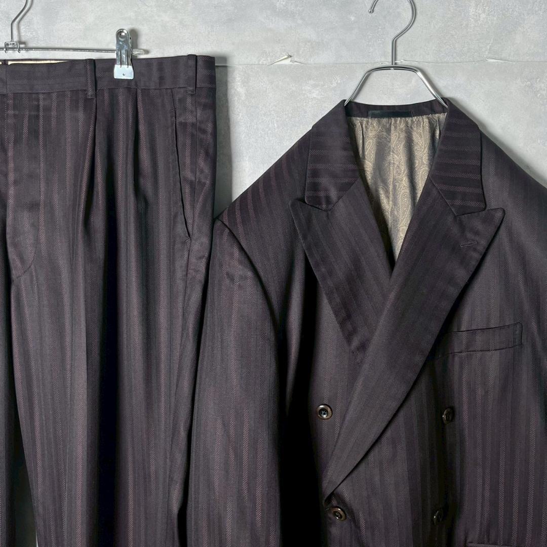 雰囲気◎ LANVIN 裏地ペイズリー ダブル スーツ 成人式　N2001