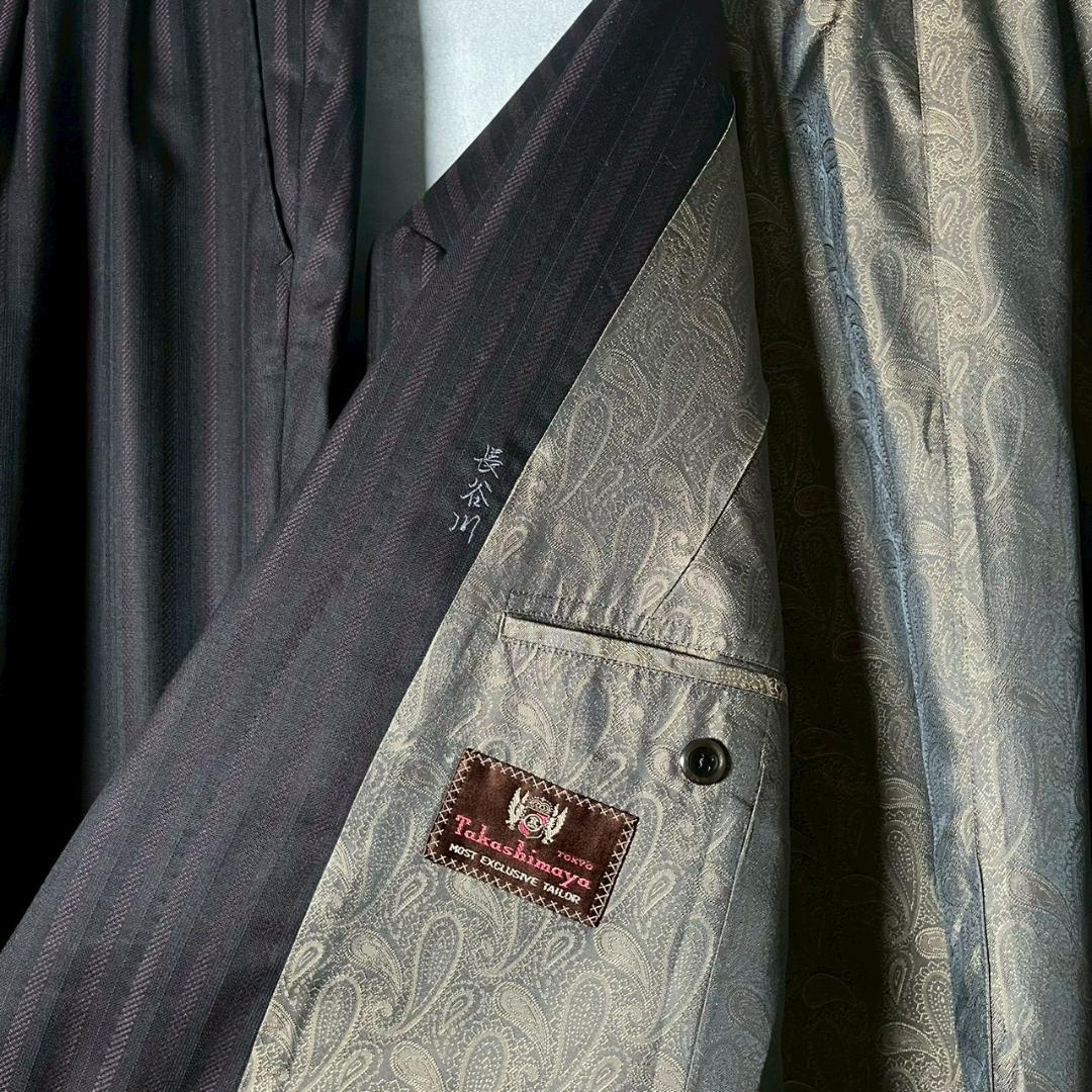 雰囲気◎ LANVIN 裏地ペイズリー ダブル スーツ 成人式　N2001