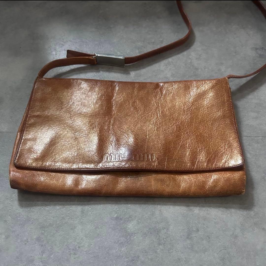 【超激レア❗️】archive miumiu レザー　ショルダーバッグ　ブラウン