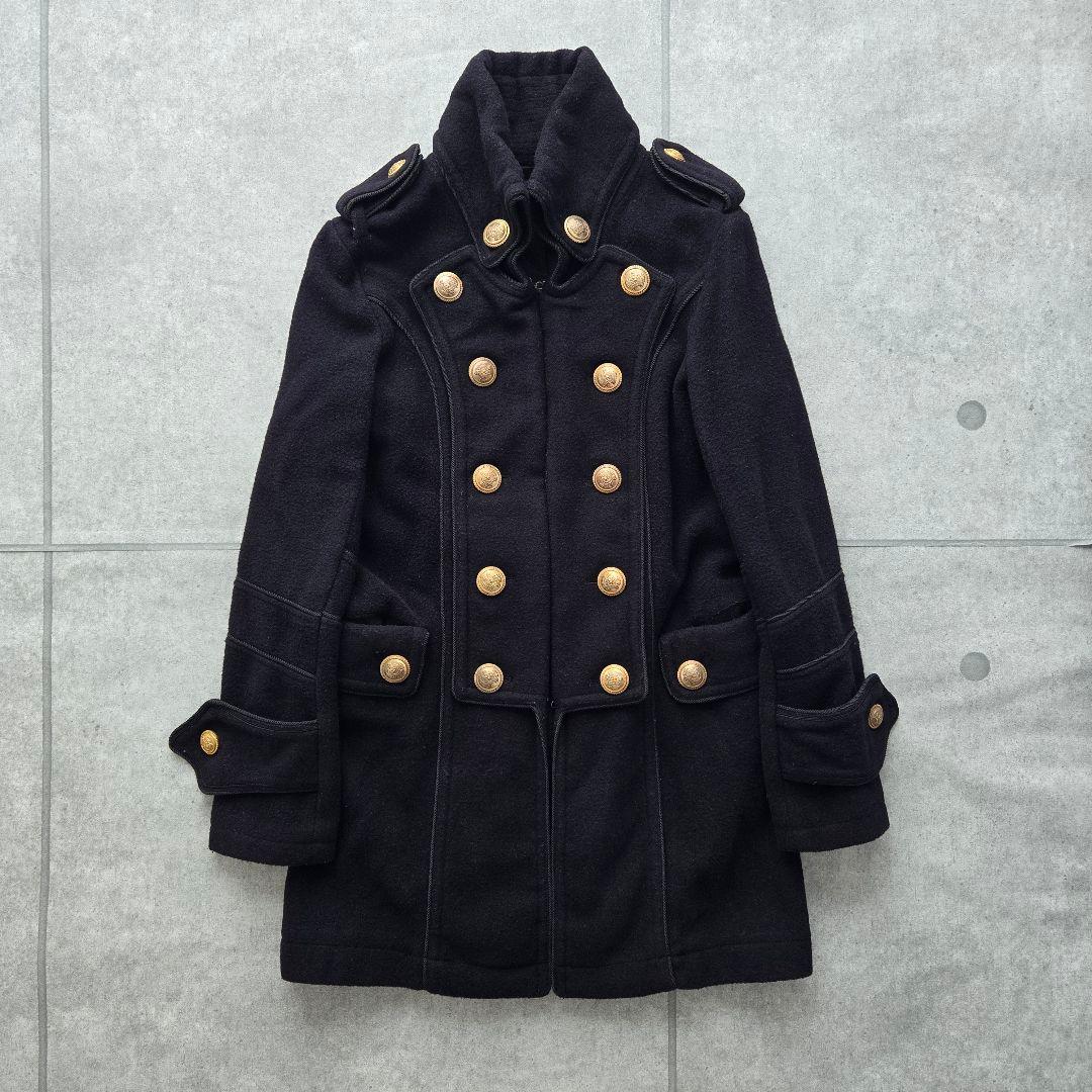 ヴィンテージ ナポレオンコート 金ボタン ブラック ウール