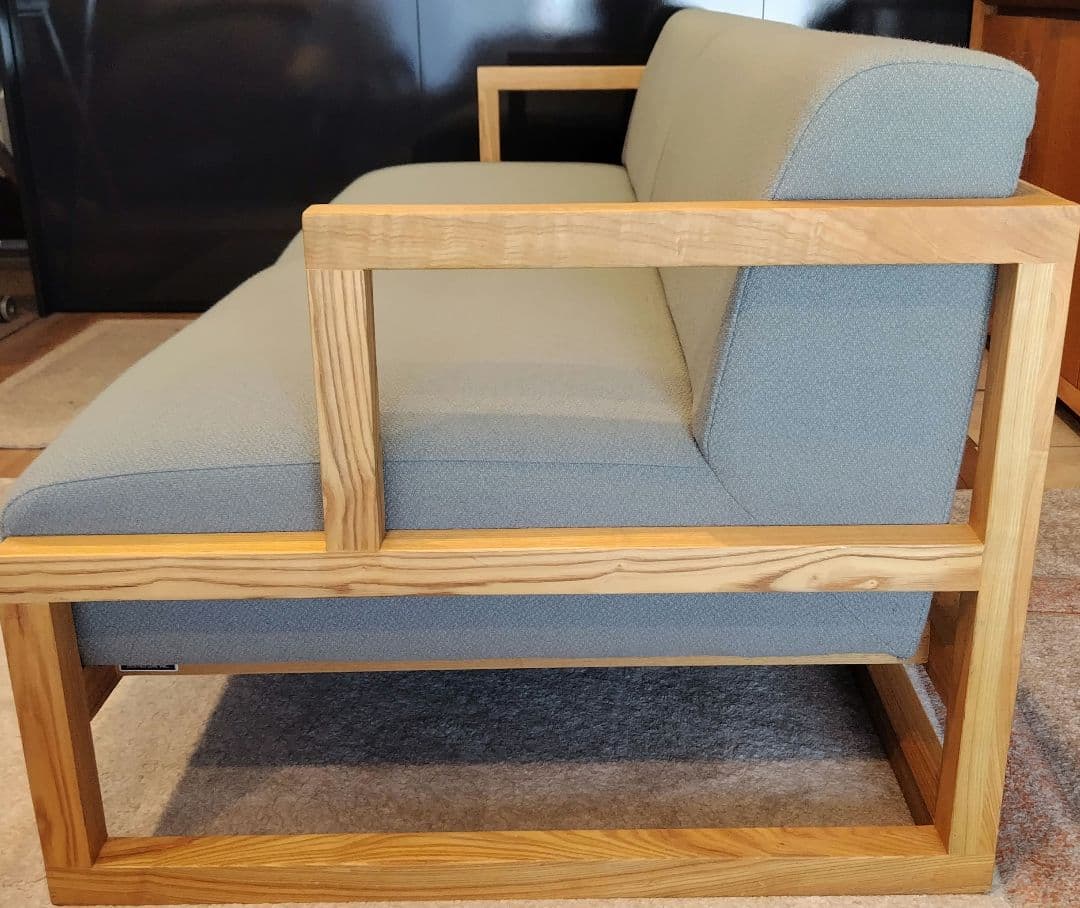 SOGO　相合家具　タモ材木枠　ローソファ　３人掛　北欧　値下☆引取価格☆