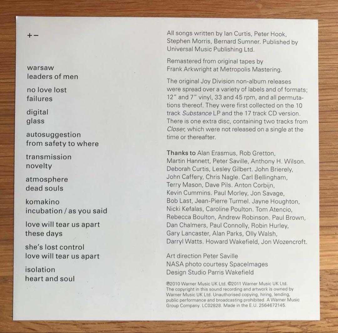 Joy Division 「 + - Singles 1978-80」