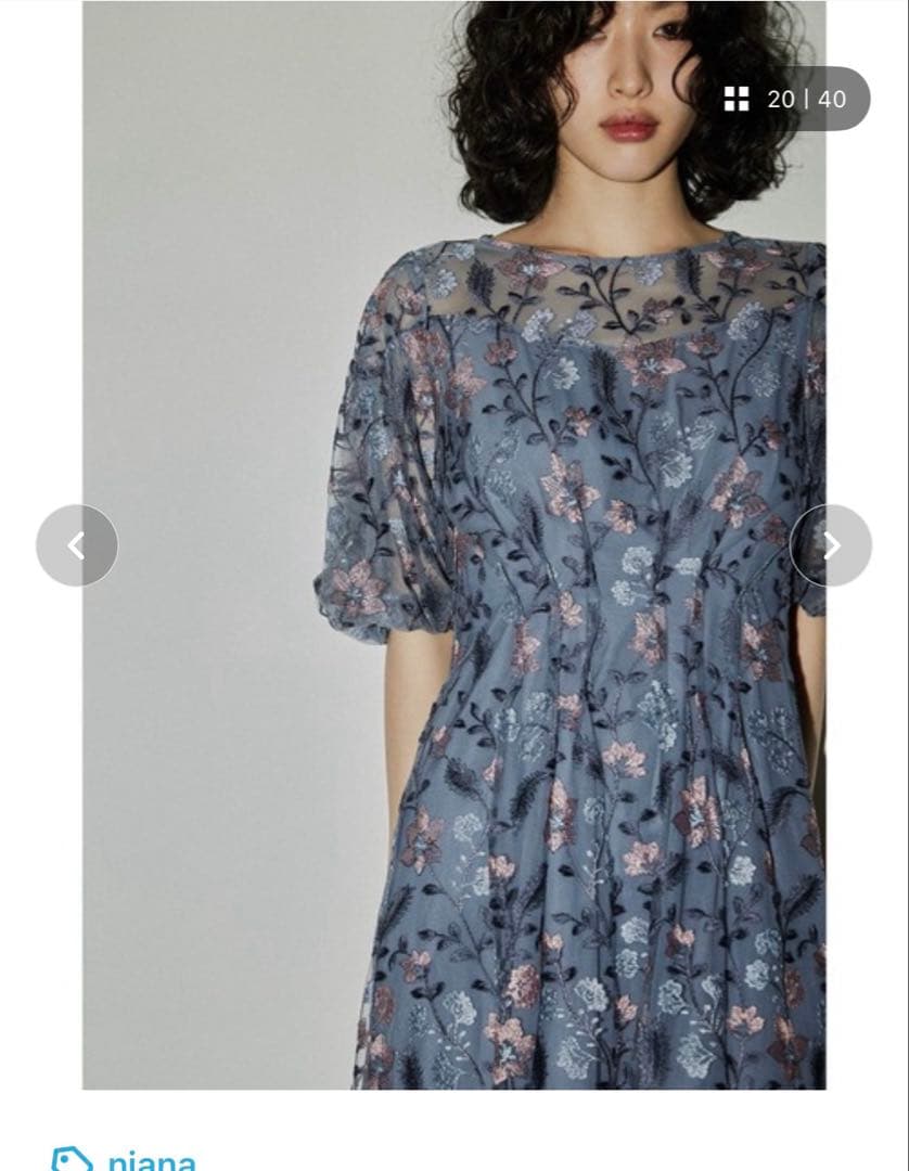 ブルーミーフラワードレス 花柄 刺繍レース 結婚式 パーティードレス