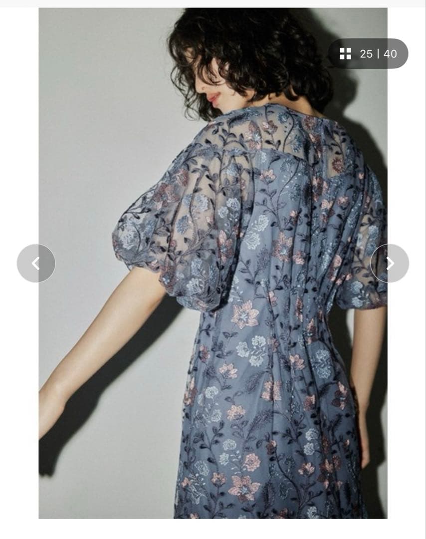 ブルーミーフラワードレス 花柄 刺繍レース 結婚式 パーティードレス