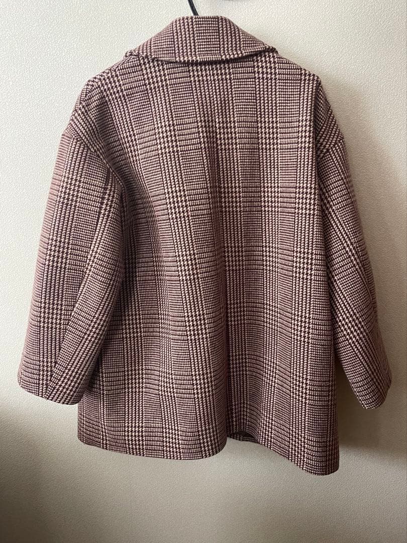 ダブルカラーチェックコート