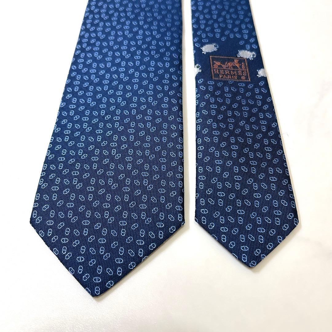 箱付き エルメス シェーヌダンクル ジャガード織 ネクタイ 羊柄 裏ファソネ