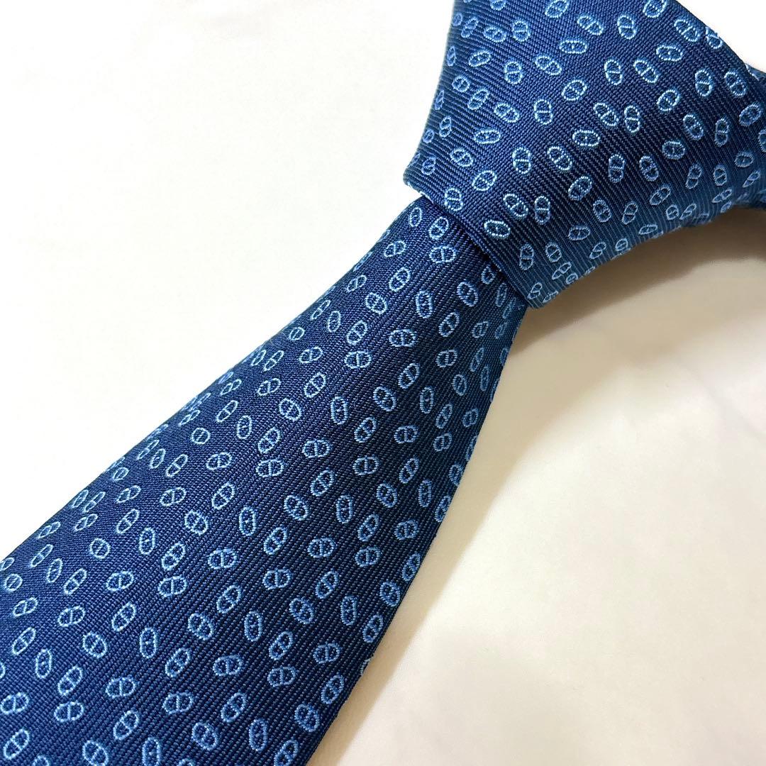 箱付き エルメス シェーヌダンクル ジャガード織 ネクタイ 羊柄 裏ファソネ