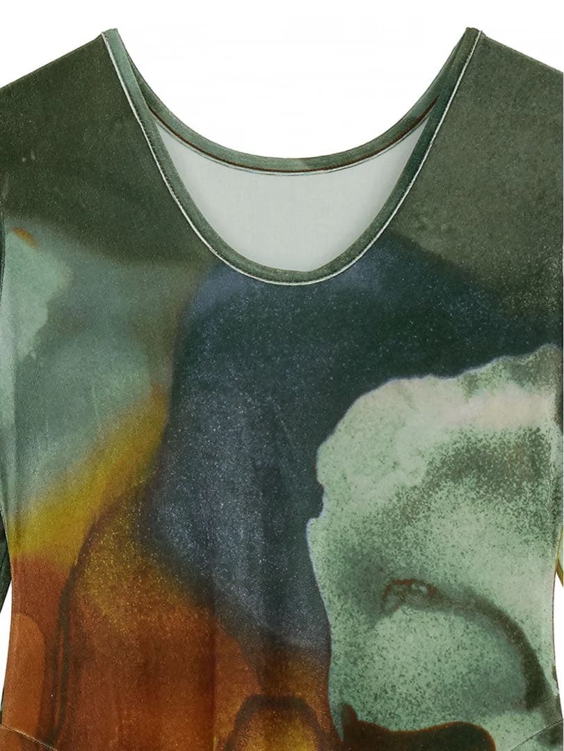 ワンピース ameri 2WAY RUST INK ART VELOUR DRESS