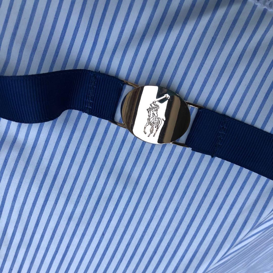 ラルフローレン ポロ 折りたたみ兼用傘 ストライプ柄フリル付き