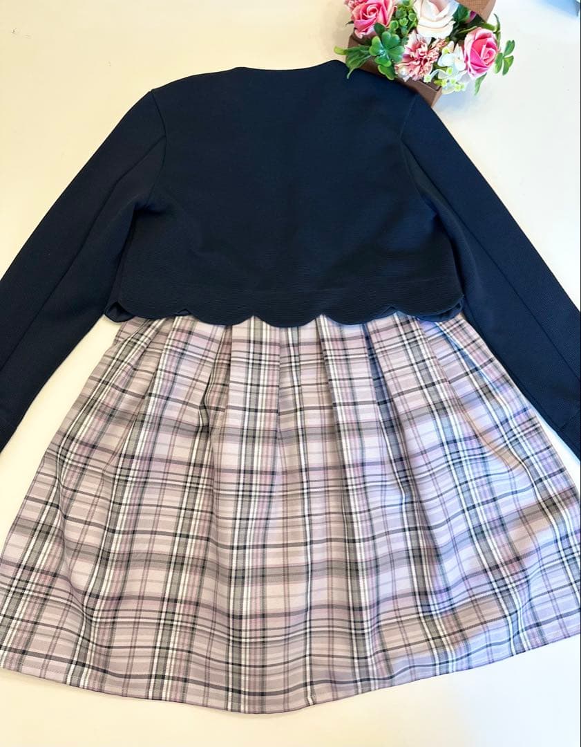 【美品】any FAM チェック柄ドレスとジャケット 120