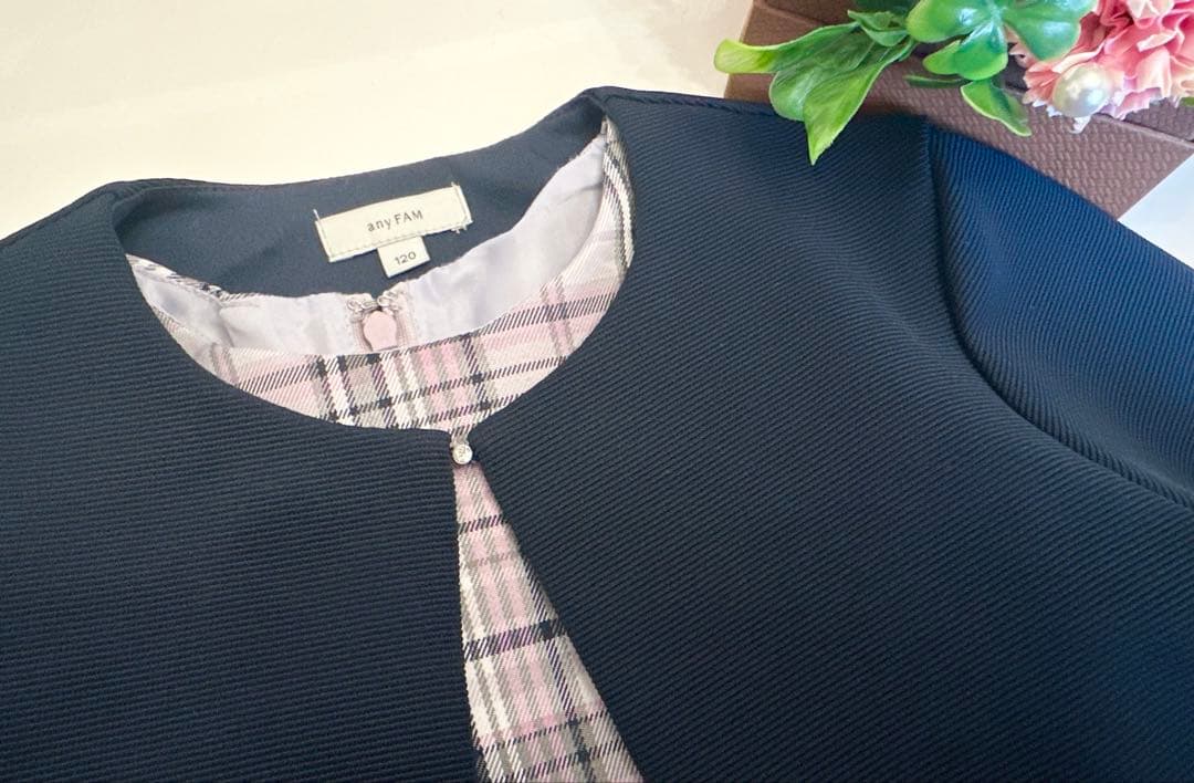 【美品】any FAM チェック柄ドレスとジャケット 120