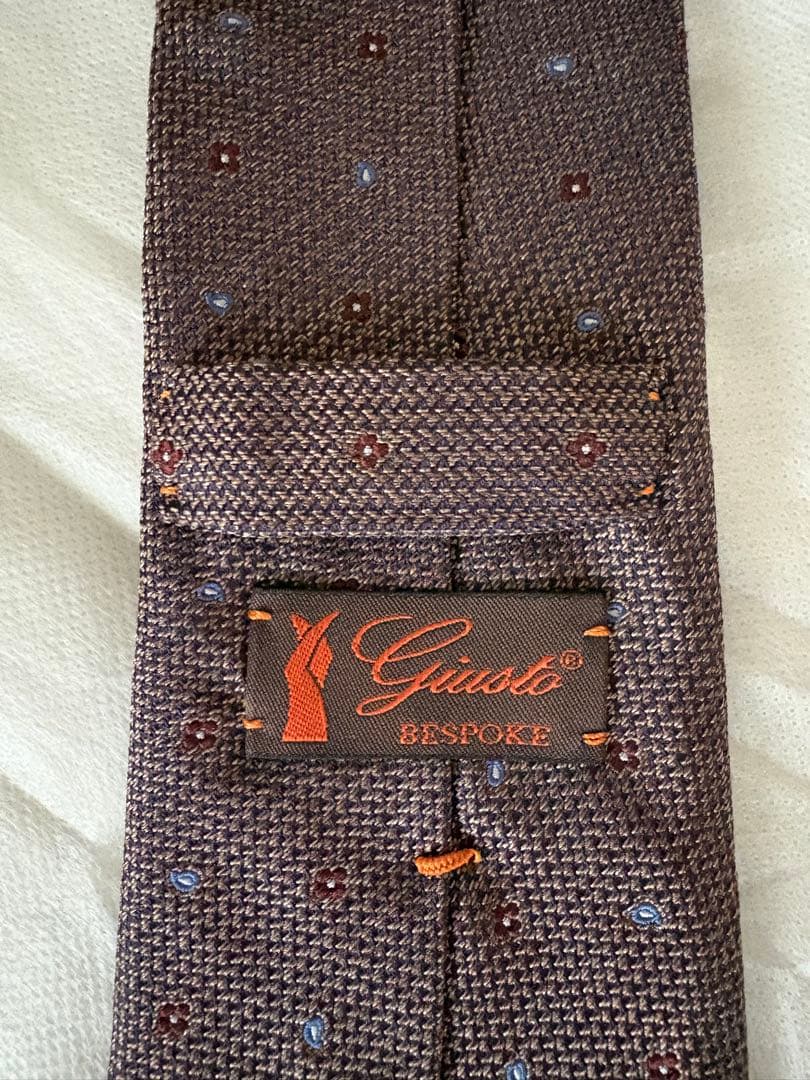 ジュストビスポーク　ネクタイ　ブラウン　小紋　シャロン購入