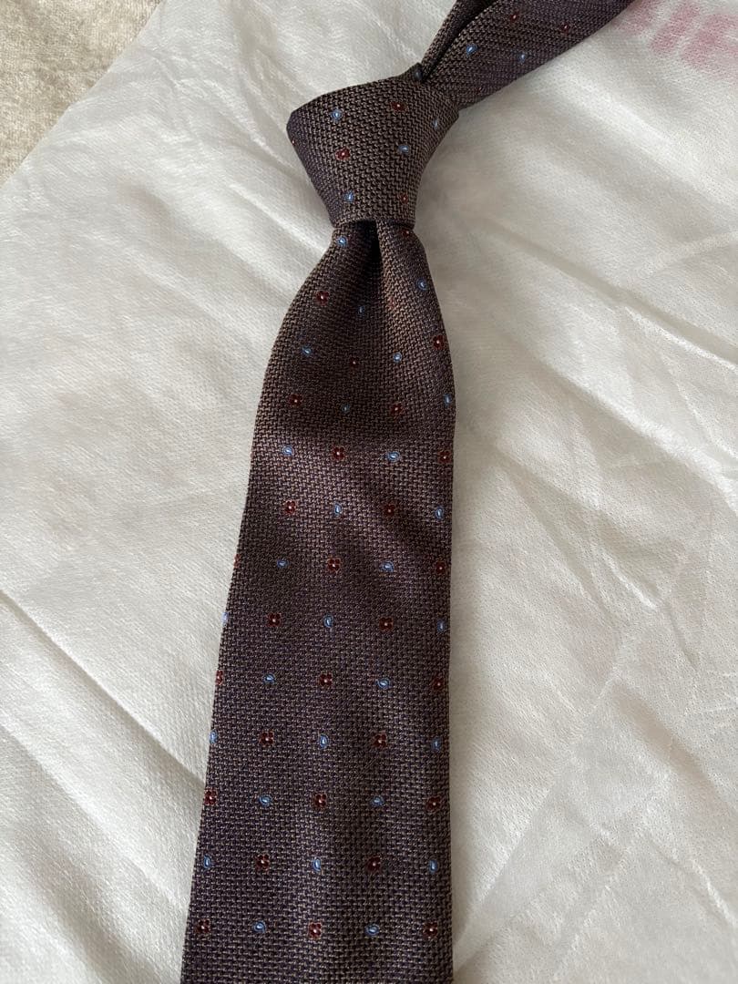 ジュストビスポーク　ネクタイ　ブラウン　小紋　シャロン購入