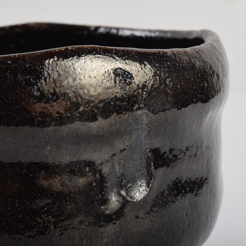 茶道具　楽吉左衛門　黒楽茶碗　時代箱付 　V　R9407