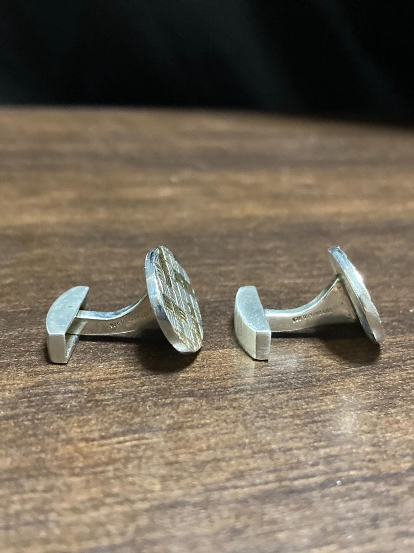 ティファニー オーバル ラウンド メッシュ コンビ カフス SV925 K18