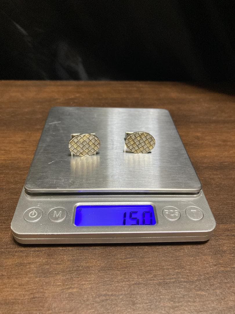 ティファニー オーバル ラウンド メッシュ コンビ カフス SV925 K18