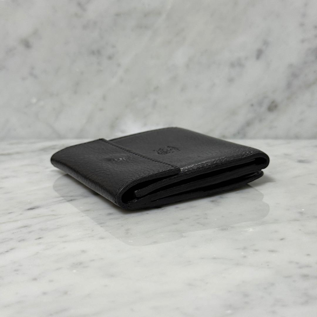 美品 IL BISONTE イルビゾンテ 二つ折り財布 ブラック 黒 本革