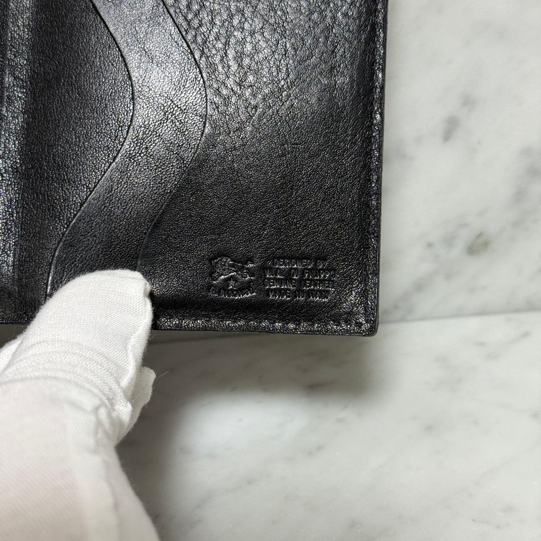 美品 IL BISONTE イルビゾンテ 二つ折り財布 ブラック 黒 本革