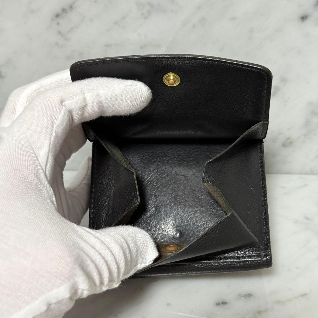 美品 IL BISONTE イルビゾンテ 二つ折り財布 ブラック 黒 本革
