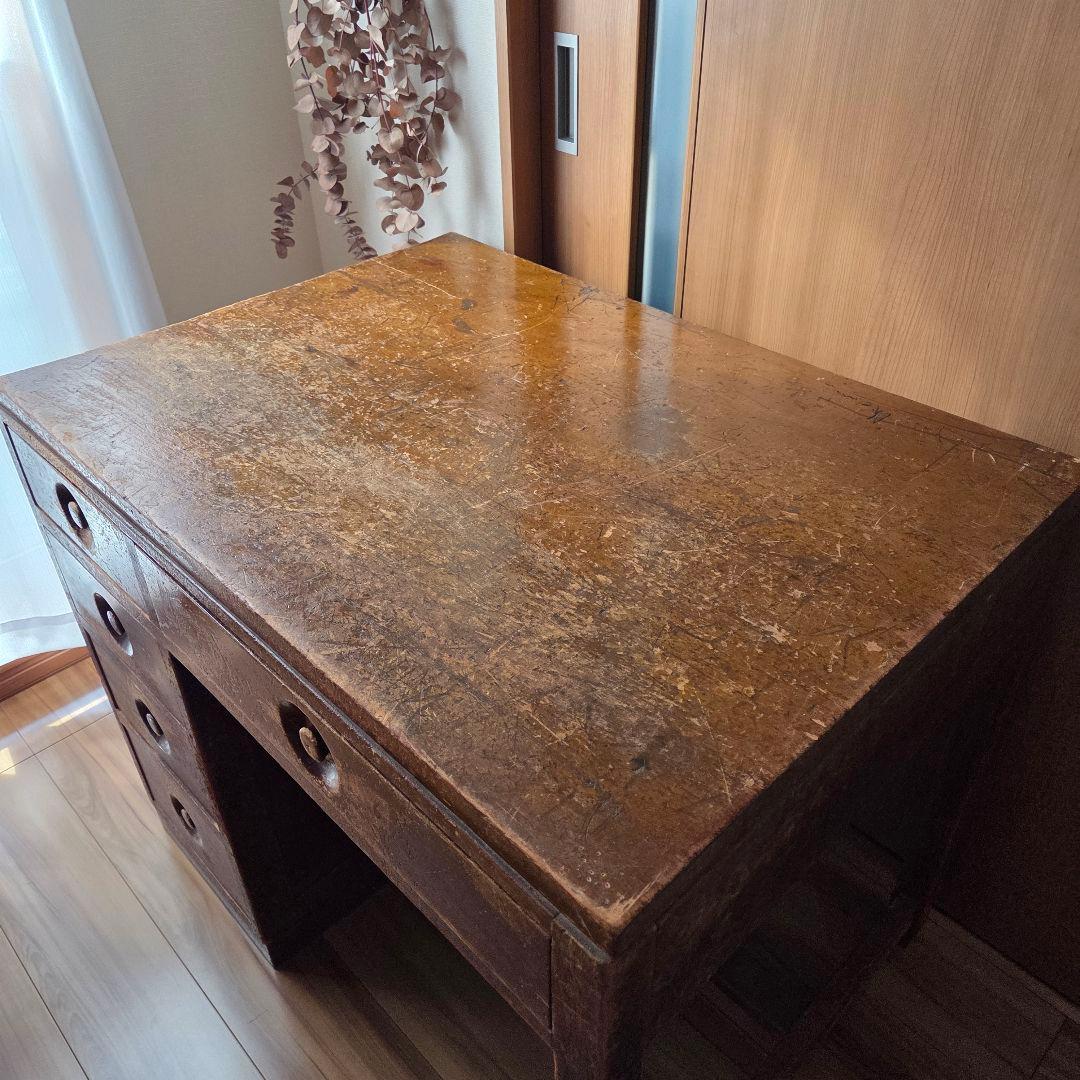 片袖机　左袖　アンティーク　作業台　什器　デスク　無垢　古家具　インテリア