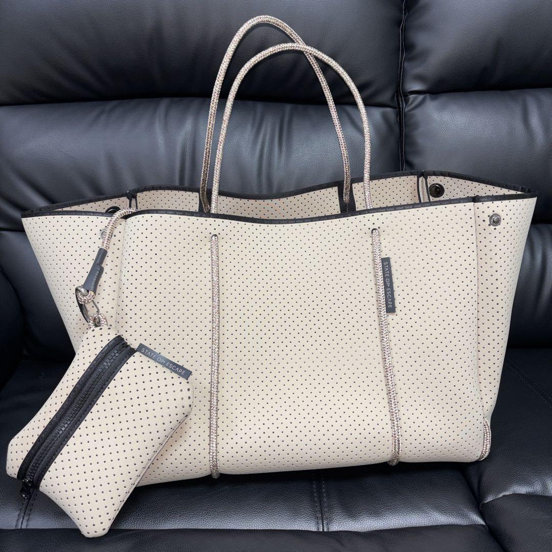 【大人気】極美品　ステイトオブエスケープ　 トートバッグ　ベージュ　大容量