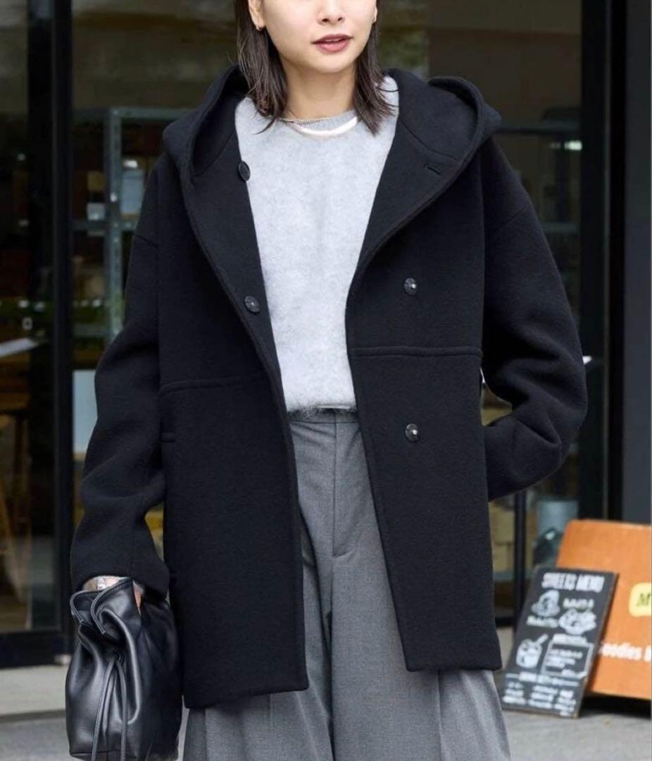 ジャーナルスタンダード スーパー140モッサフードコート ウール 黒