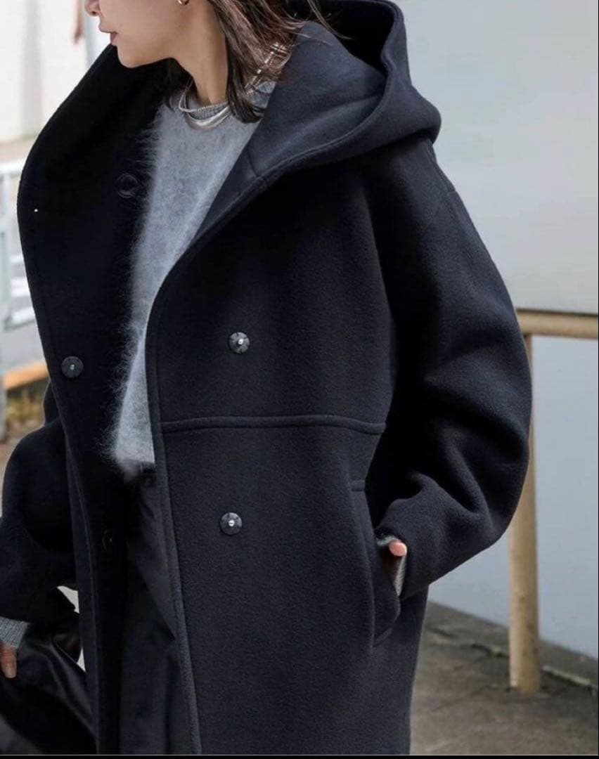 ジャーナルスタンダード スーパー140モッサフードコート ウール 黒