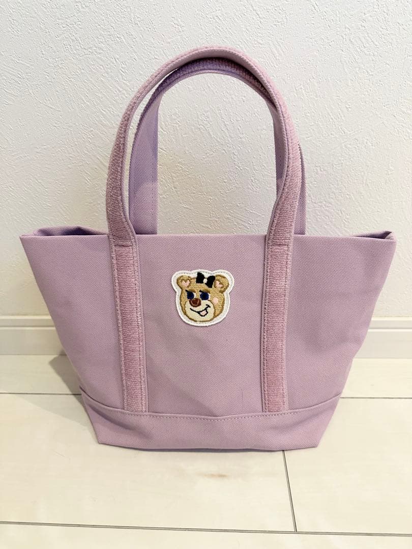 ラブラリーバイフェイラー　ワッペントートバッグ　オールドテディガール　パープル
