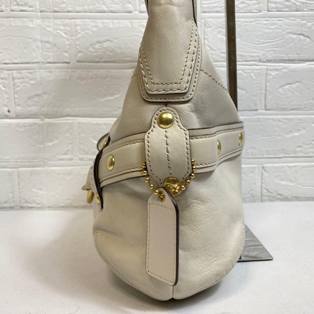【美品】COACH コーチ　ホーボー　ワンハンドルバッグ ホワイト レザー大容量