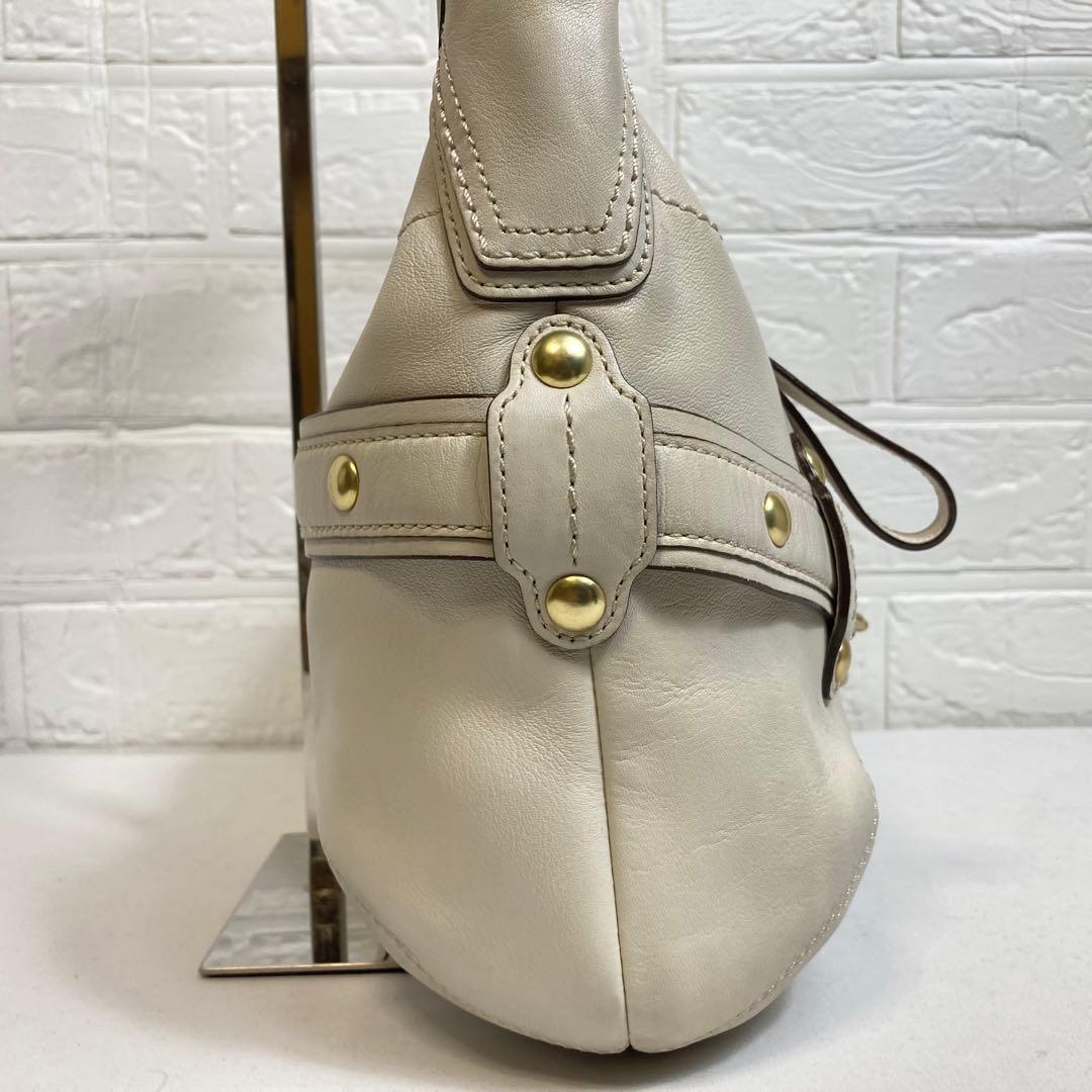 【美品】COACH コーチ　ホーボー　ワンハンドルバッグ ホワイト レザー大容量