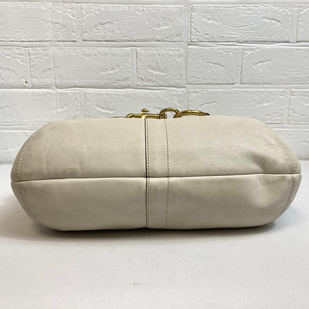 【美品】COACH コーチ　ホーボー　ワンハンドルバッグ ホワイト レザー大容量