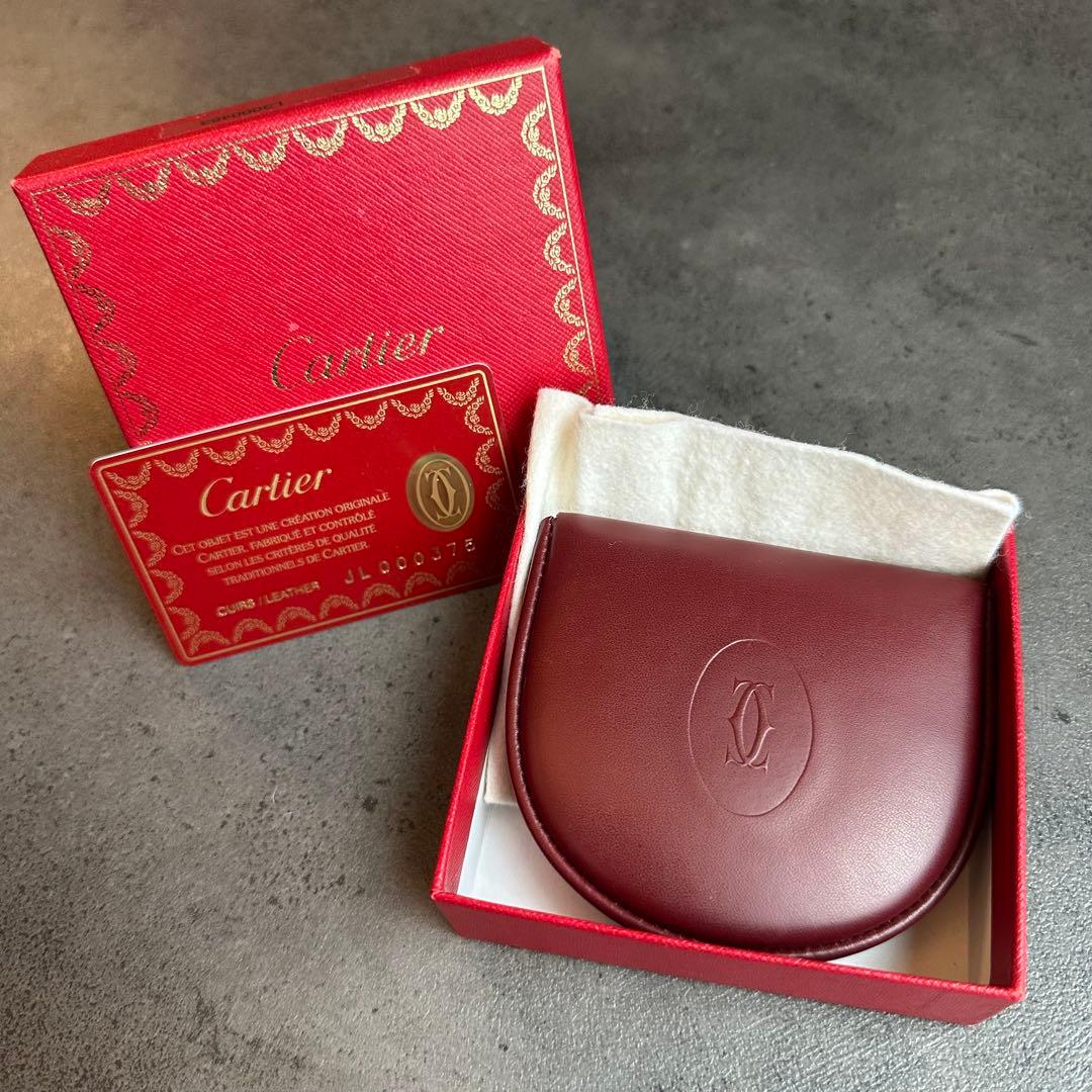 Cartier マストライン 馬蹄型 ケース 小銭入れ　ボルドー