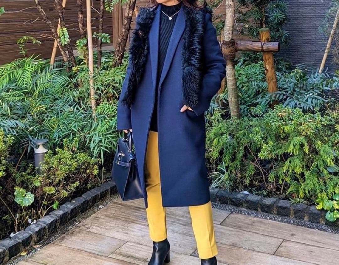 セリーヌ　クロンビーコート　 ネイビー36サイズ